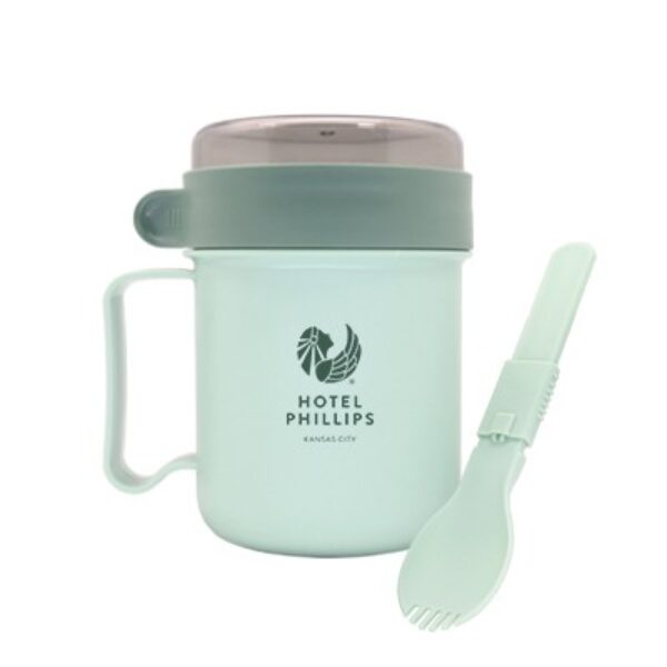 Casual PP Soup Cup With Foldable Spoon - 500ml