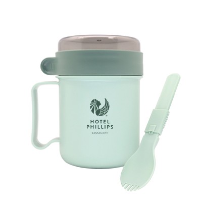 Casual PP Soup Cup With Foldable Spoon - 500ml