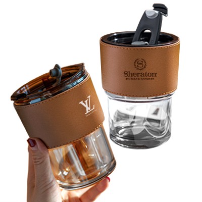 MONTE Premium Color Glass Mug with PU Sleeve- 450ml