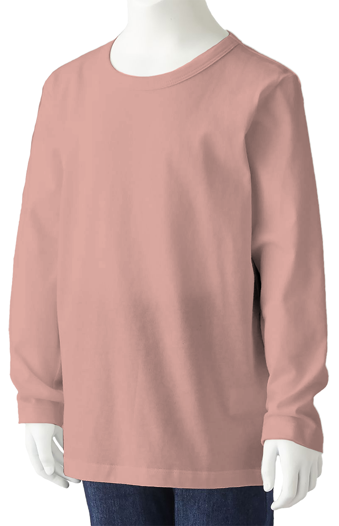 100% Cotton Long Sleeve Round Neck Kids-Dusty Pink