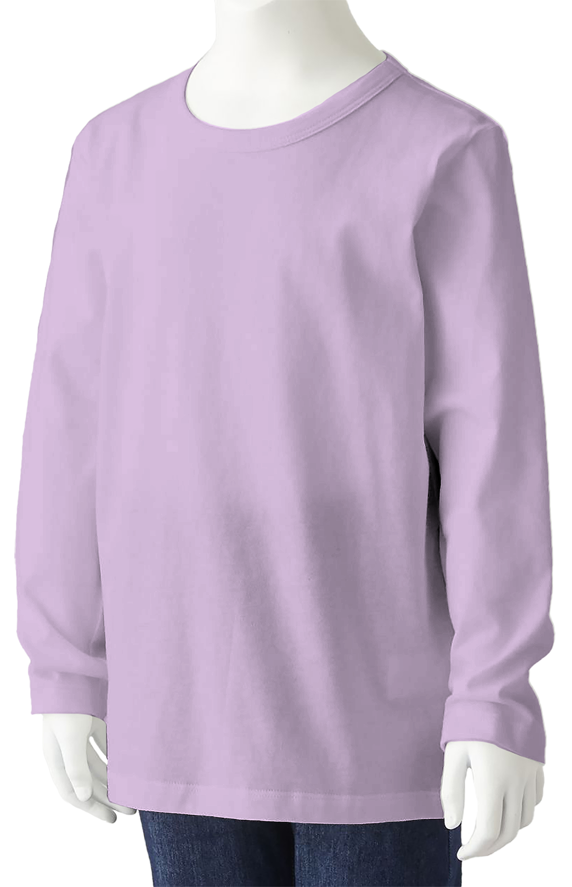 100% Cotton Long Sleeve Round Neck Kids-Light Purple