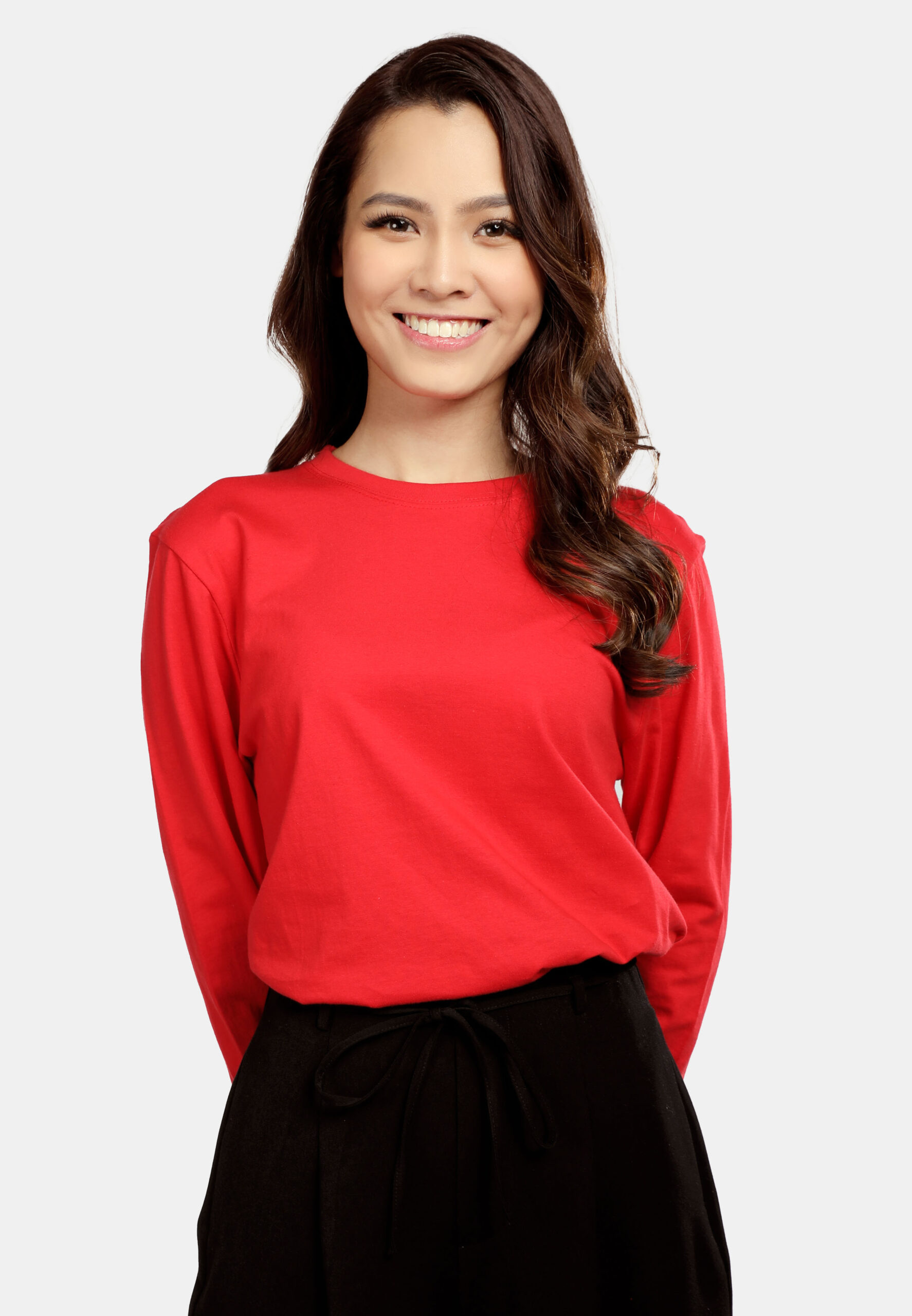 100% Cotton Long Sleeve Round Neck- Red