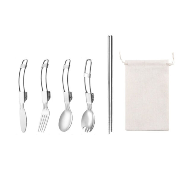 5 in 1 Foldable Stainless Steel Cutlery Set