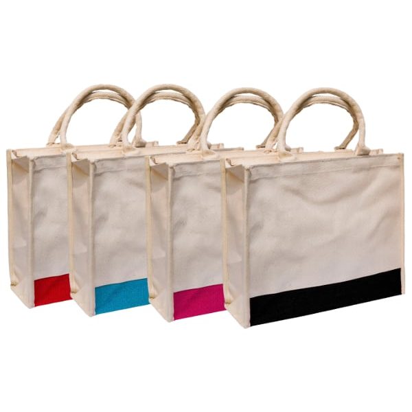 Low Stripe Laminated Canvas Bag with Zip