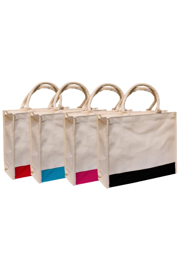 Low Stripe Laminated Canvas Bag with Zip